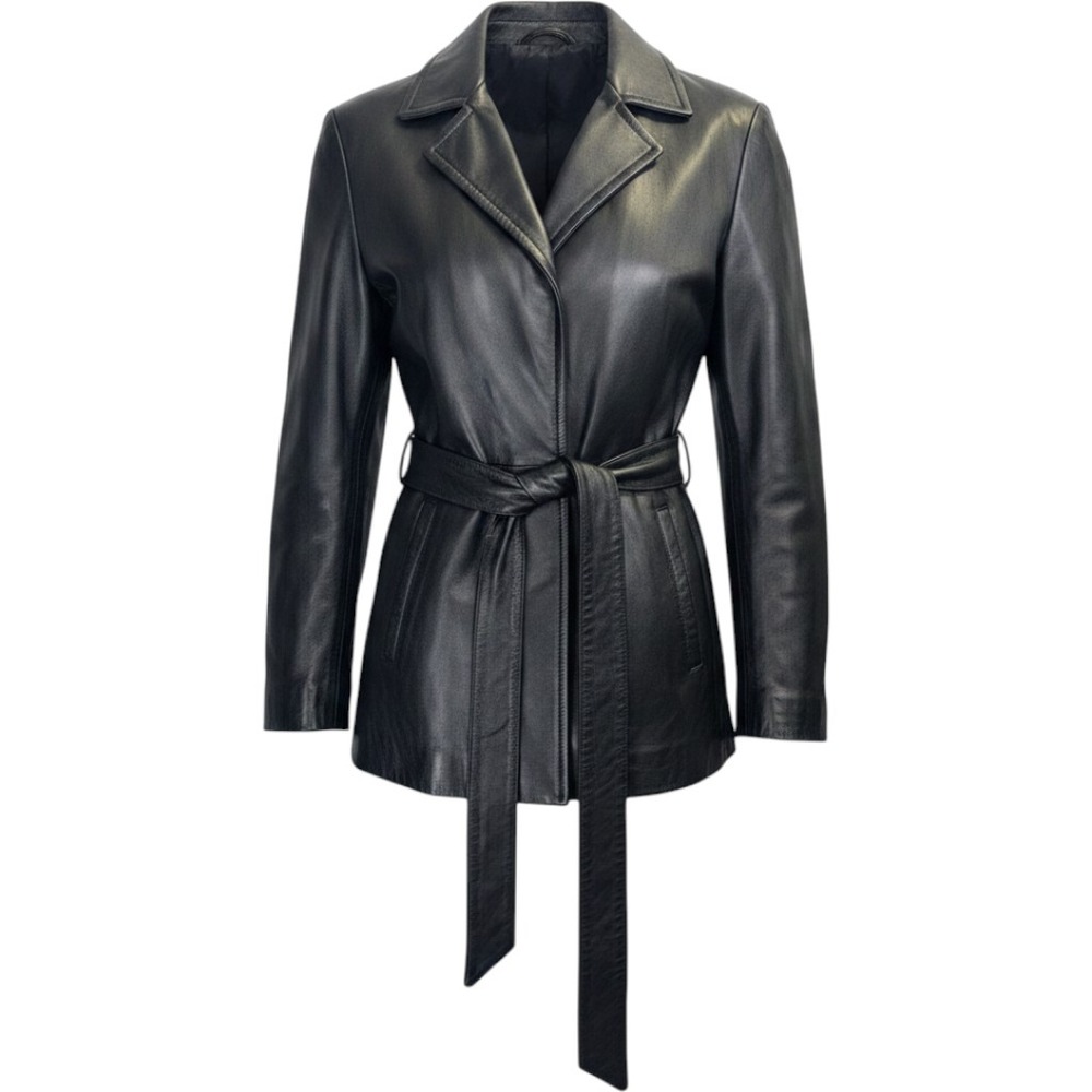 Vintage‎ 80s Tannery West Black Leather Jacket Medium Women